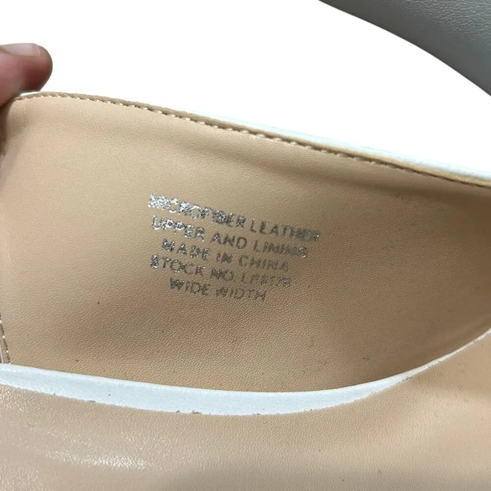 Peerage Luciana Leather Slingback Pumps NWT Women's Sz 11W White Timeless Chic